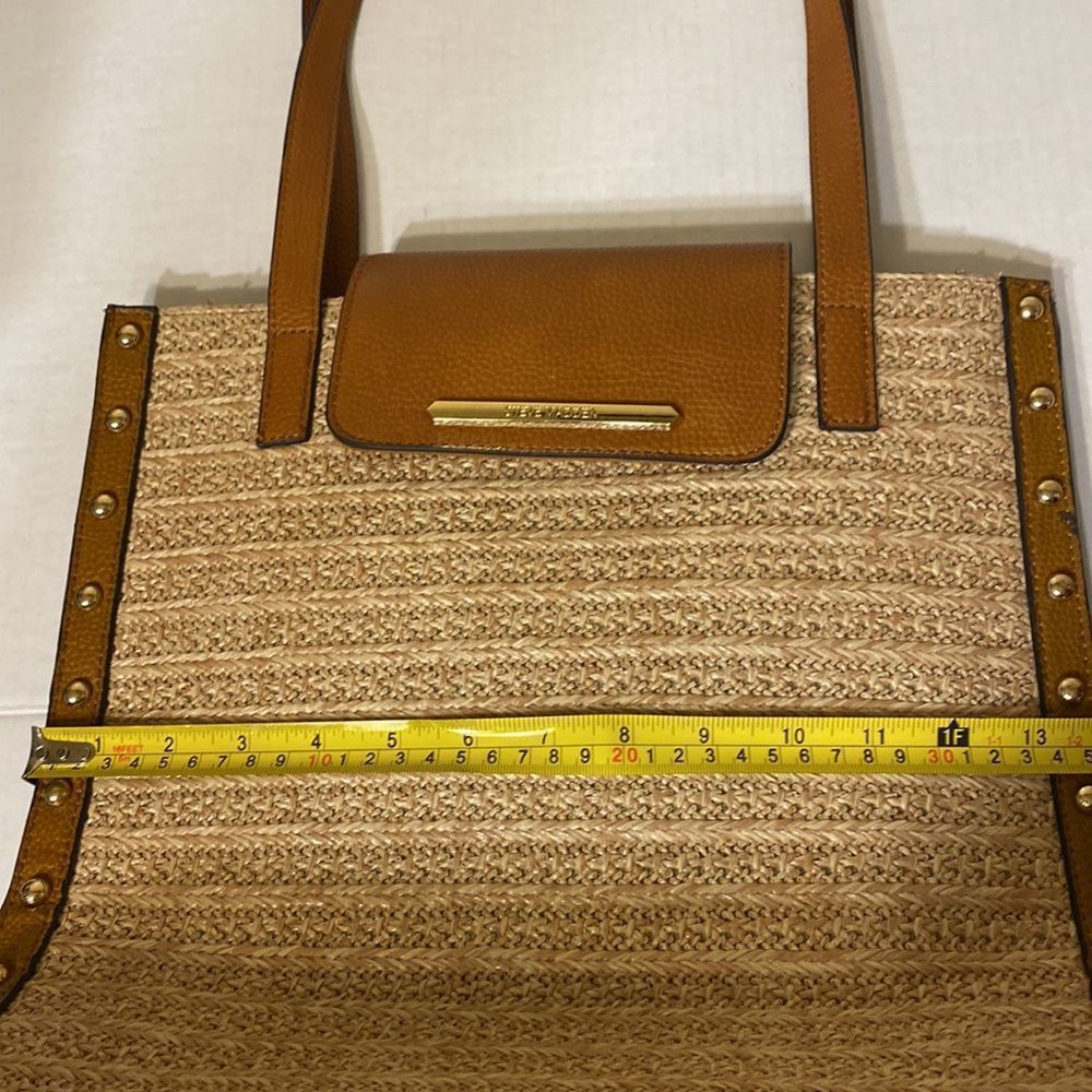 STEVE MADDEN STRAW WOVEN BROWN TOTE - Picture 15 of 15